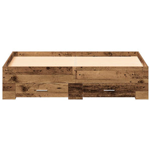 vidaXL Bed Frame with Drawers Reclaimed Wood 140 x 190 cm Engineered Wood