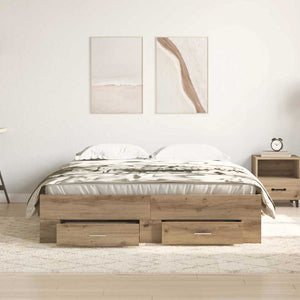 vidaXL Bed Frame Artisan Oak 140 x 190 cm Engineered Wood