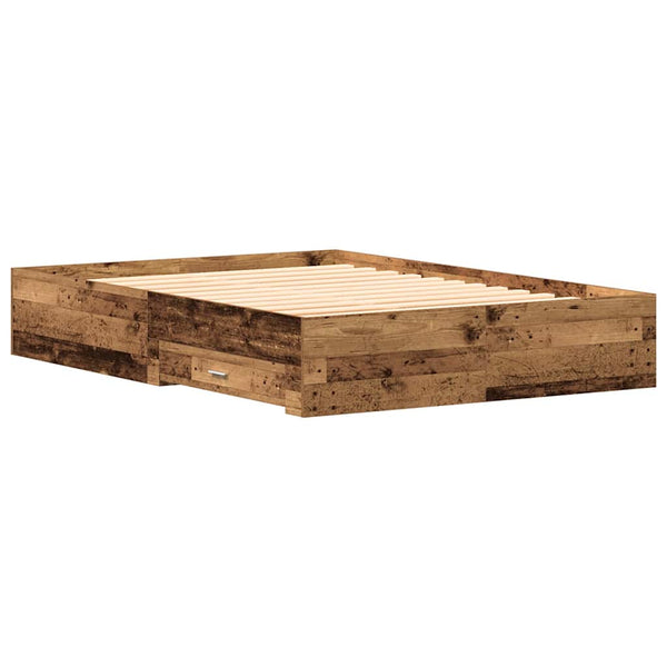 vidaXL Bed Frame with Drawers Reclaimed Wood 135 x 190 cm Engineered Wood