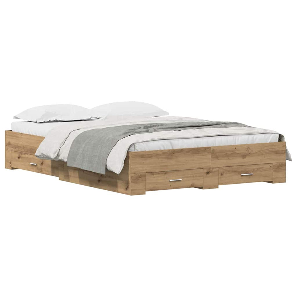 vidaXL Bed Frame Artisan Oak 135 x 190 cm Engineered Wood