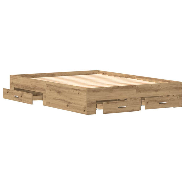 vidaXL Bed Frame Artisan Oak 135 x 190 cm Engineered Wood