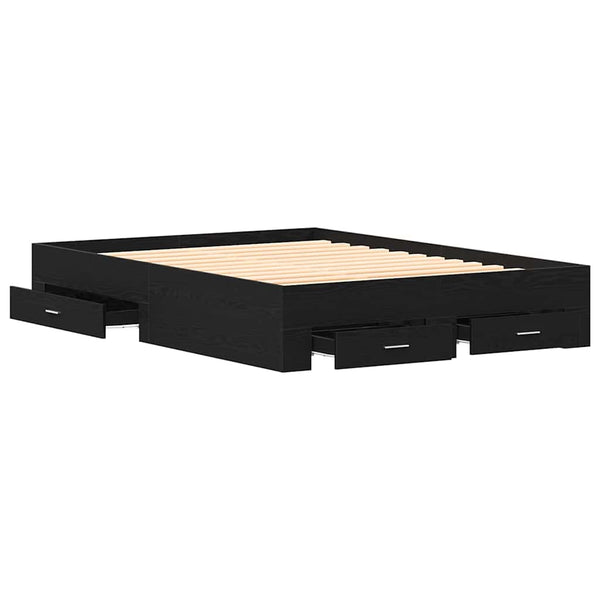 vidaXL Bed Frame Black Oak Look 135 x 190 cm Engineered Wood