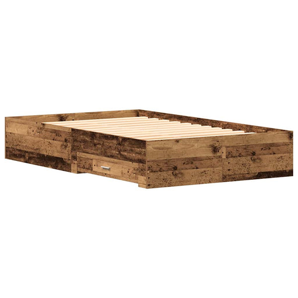 vidaXL Bed Frame with Drawers Reclaimed Wood 120 x 190 cm Engineered Wood