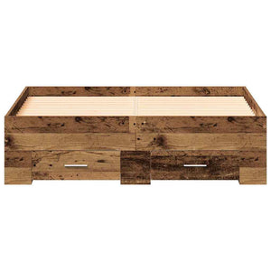 vidaXL Bed Frame with Drawers Reclaimed Wood 120 x 190 cm Engineered Wood
