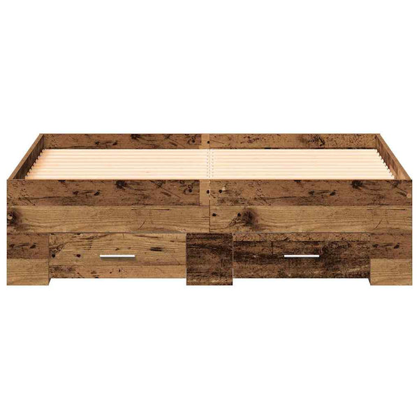 vidaXL Bed Frame with Drawers Reclaimed Wood 120 x 190 cm Engineered Wood