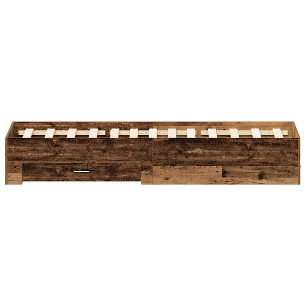 vidaXL Bed Frame with Drawers Reclaimed Wood 120 x 190 cm Engineered Wood