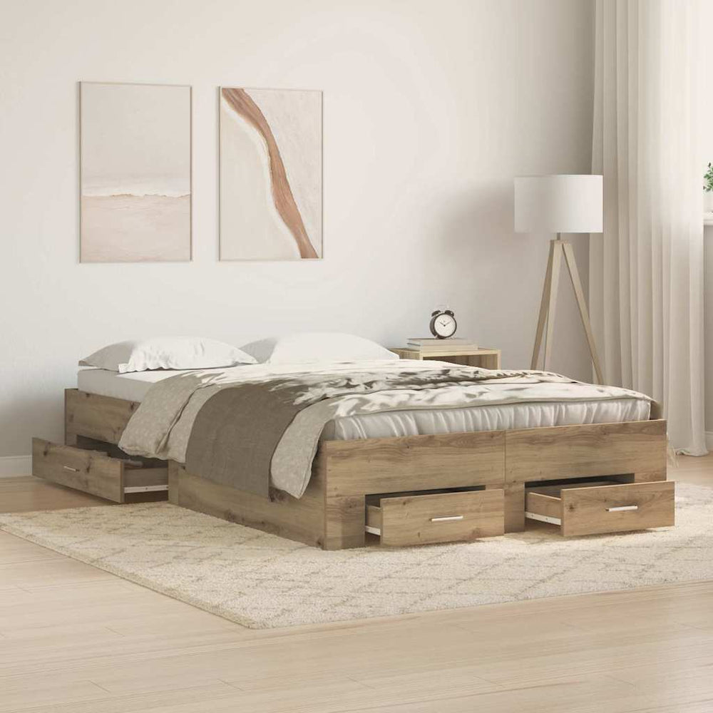 vidaXL Bed Frame Artisan Oak 120 x 190 cm Engineered Wood
