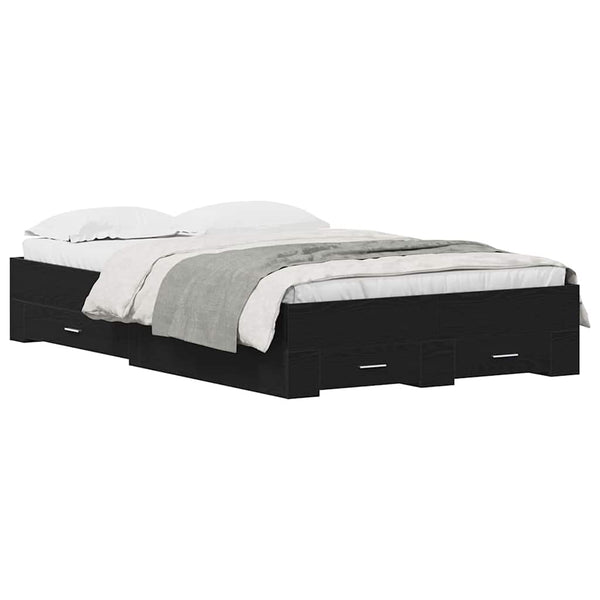 vidaXL Bed Frame Black Oak Look 120 x 190 cm Engineered Wood