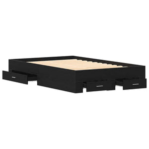 vidaXL Bed Frame Black Oak Look 120 x 190 cm Engineered Wood