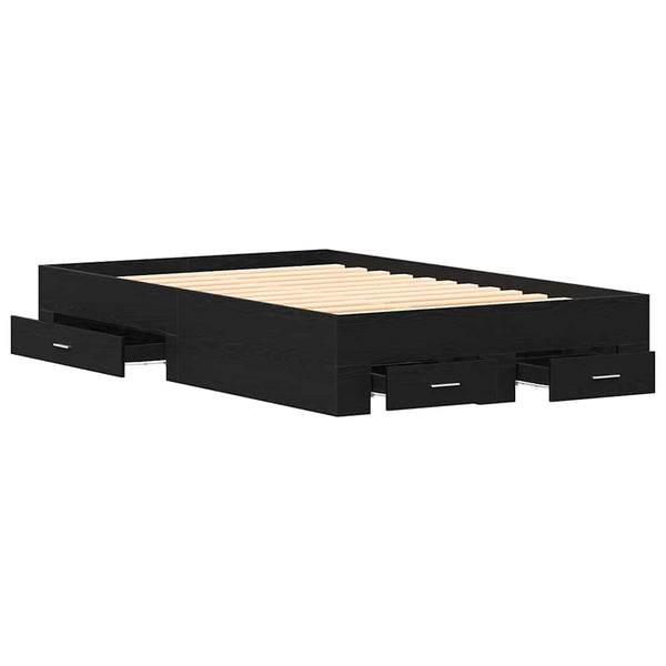 vidaXL Bed Frame Black Oak Look 120 x 190 cm Engineered Wood