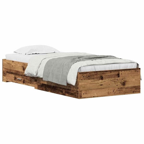 vidaXL Bed Frame with Drawers Reclaimed Wood 100 x 200 cm Engineered Wood