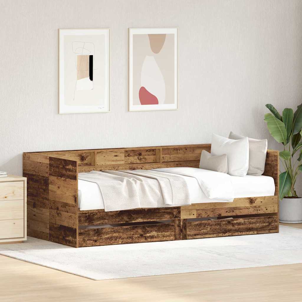 vidaXL Day Bed with Headboard Reclaimed Wood 100 x 200 cm Engineered Wood