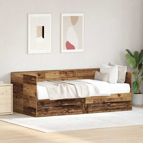 vidaXL Day Bed with Headboard Reclaimed Wood 100 x 200 cm Engineered Wood