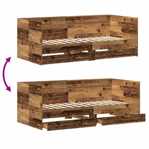 vidaXL Day Bed with Headboard Reclaimed Wood 100 x 200 cm Engineered Wood