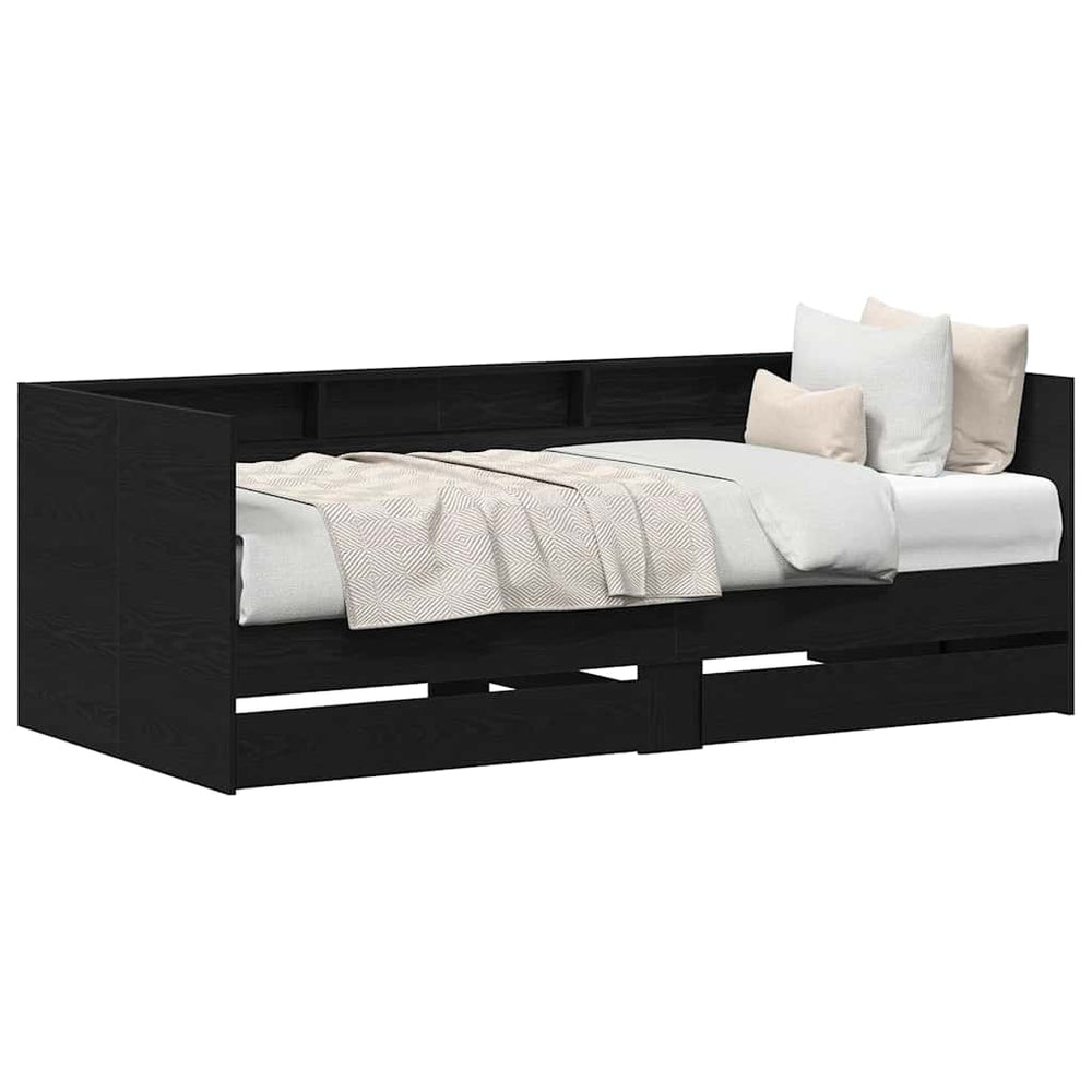 vidaXL Day Bed Black Oak Look 100 x 200 cm Engineered Wood