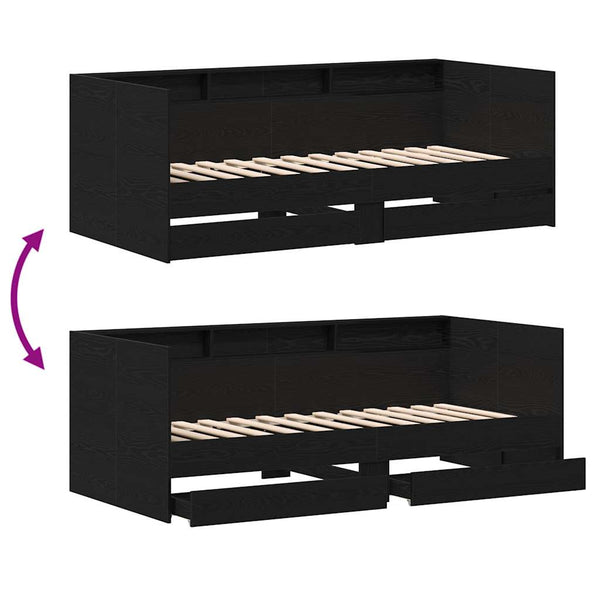 vidaXL Day Bed Black Oak Look 100 x 200 cm Engineered Wood