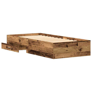 vidaXL Bed Frame with Drawers Reclaimed Wood 90 x 200 cm Engineered Wood