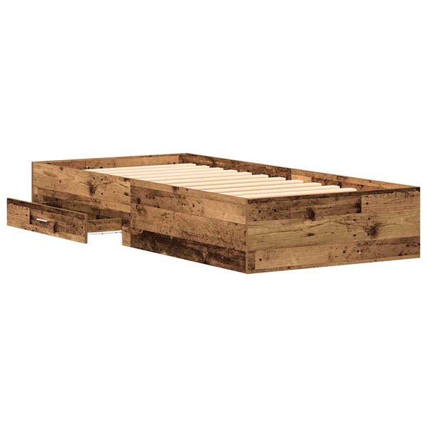 vidaXL Bed Frame with Drawers Reclaimed Wood 90 x 200 cm Engineered Wood