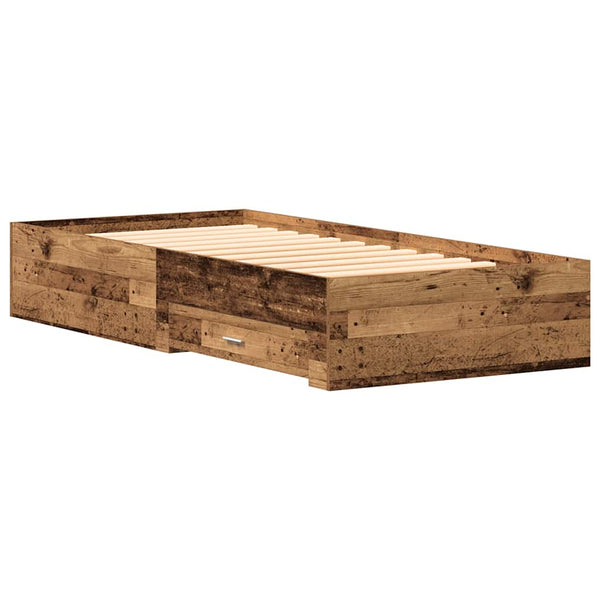vidaXL Bed Frame with Drawers Reclaimed Wood 90 x 200 cm Engineered Wood