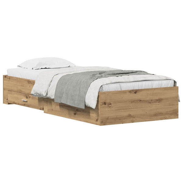 vidaXL Bed Frame with Storage Artisan Oak 90 x 200 cm Engineered Wood
