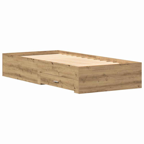 vidaXL Bed Frame with Storage Artisan Oak 90 x 200 cm Engineered Wood