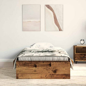vidaXL Bed Frame with Drawers Reclaimed Wood 90 x 190 cm Engineered Wood