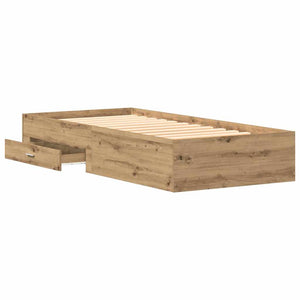 vidaXL Bed Frame with Storage Artisan Oak 90 x 190 cm Engineered Wood