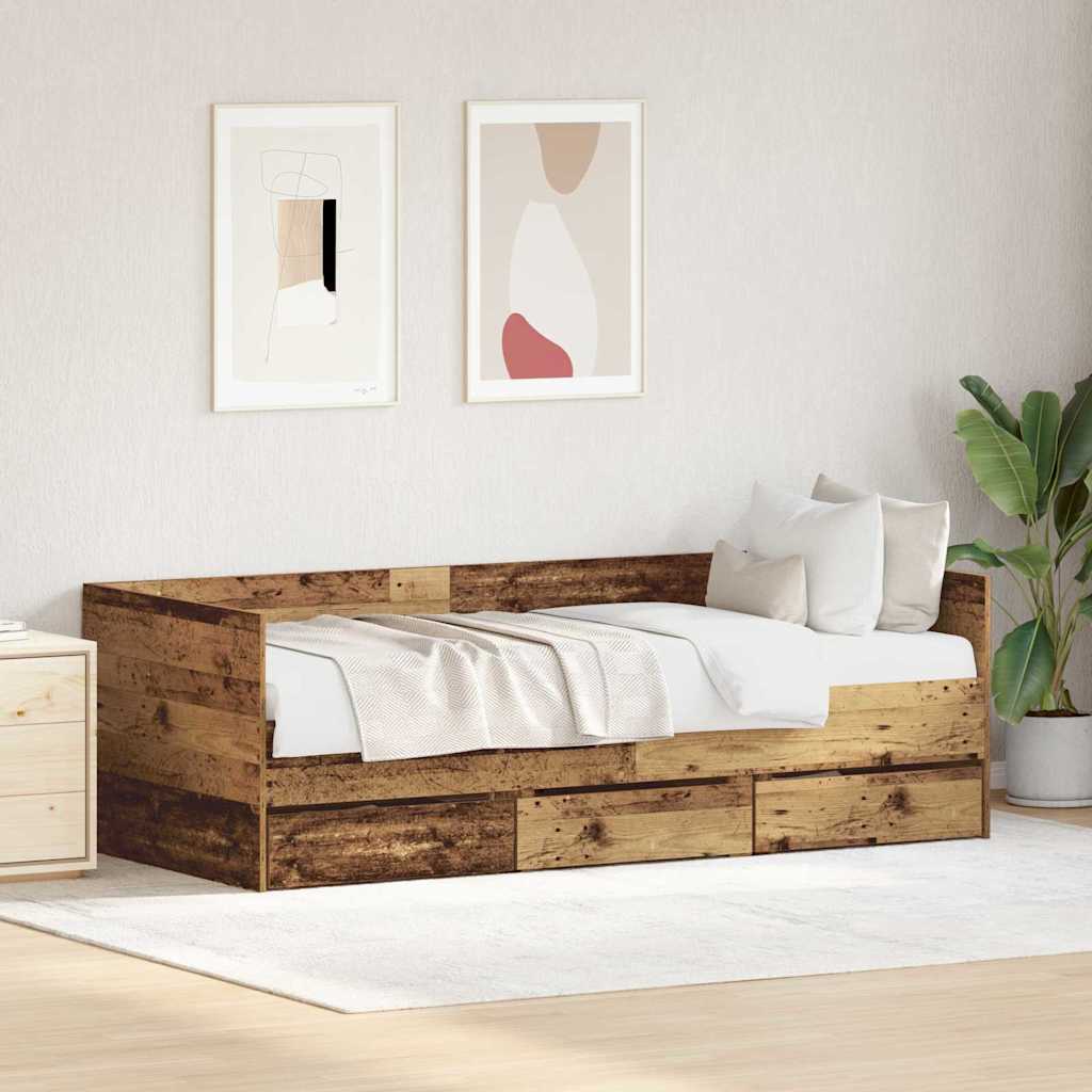 vidaXL Day Bed with Headboard Reclaimed Wood 90 x 200 cm Engineered Wood