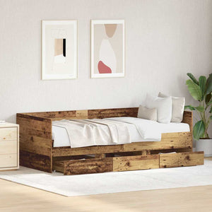 vidaXL Day Bed with Headboard Reclaimed Wood 90 x 200 cm Engineered Wood
