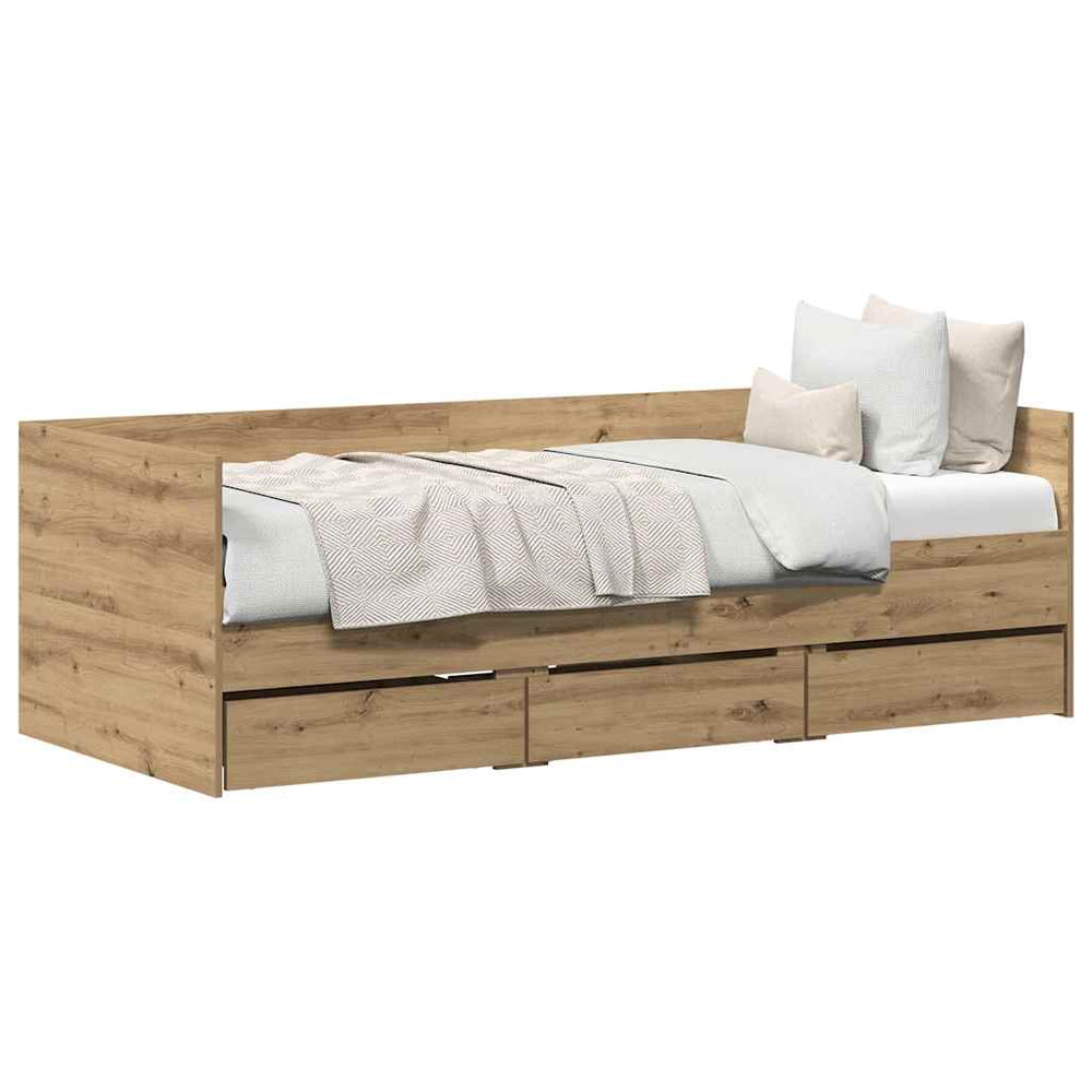 vidaXL Day Bed with Headboard Artisan Oak 90 x 200 cm Engineered Wood