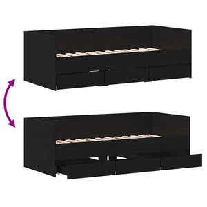 vidaXL Day Bed Black Oak Look 90 x 200 cm Engineered Wood