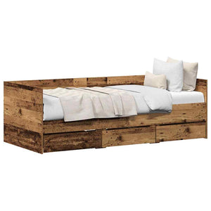 vidaXL Day Bed with Headboard Reclaimed Wood 90 x 190 cm Engineered Wood