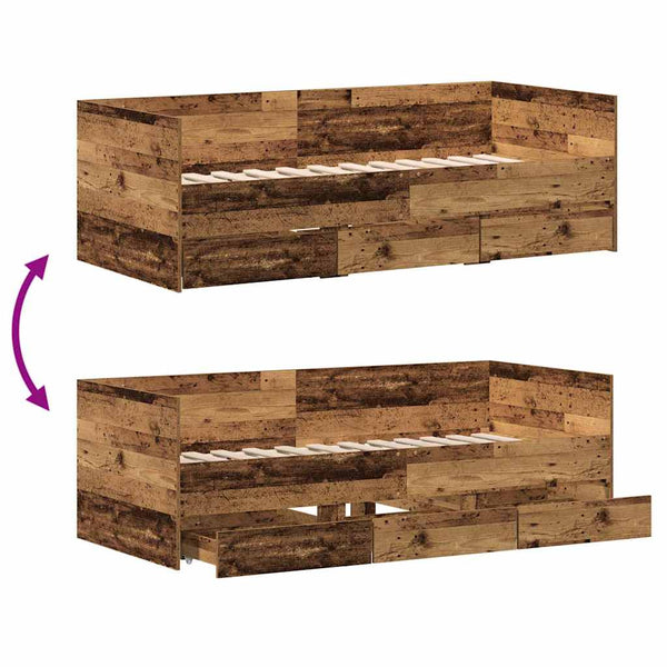 vidaXL Day Bed with Headboard Reclaimed Wood 90 x 190 cm Engineered Wood