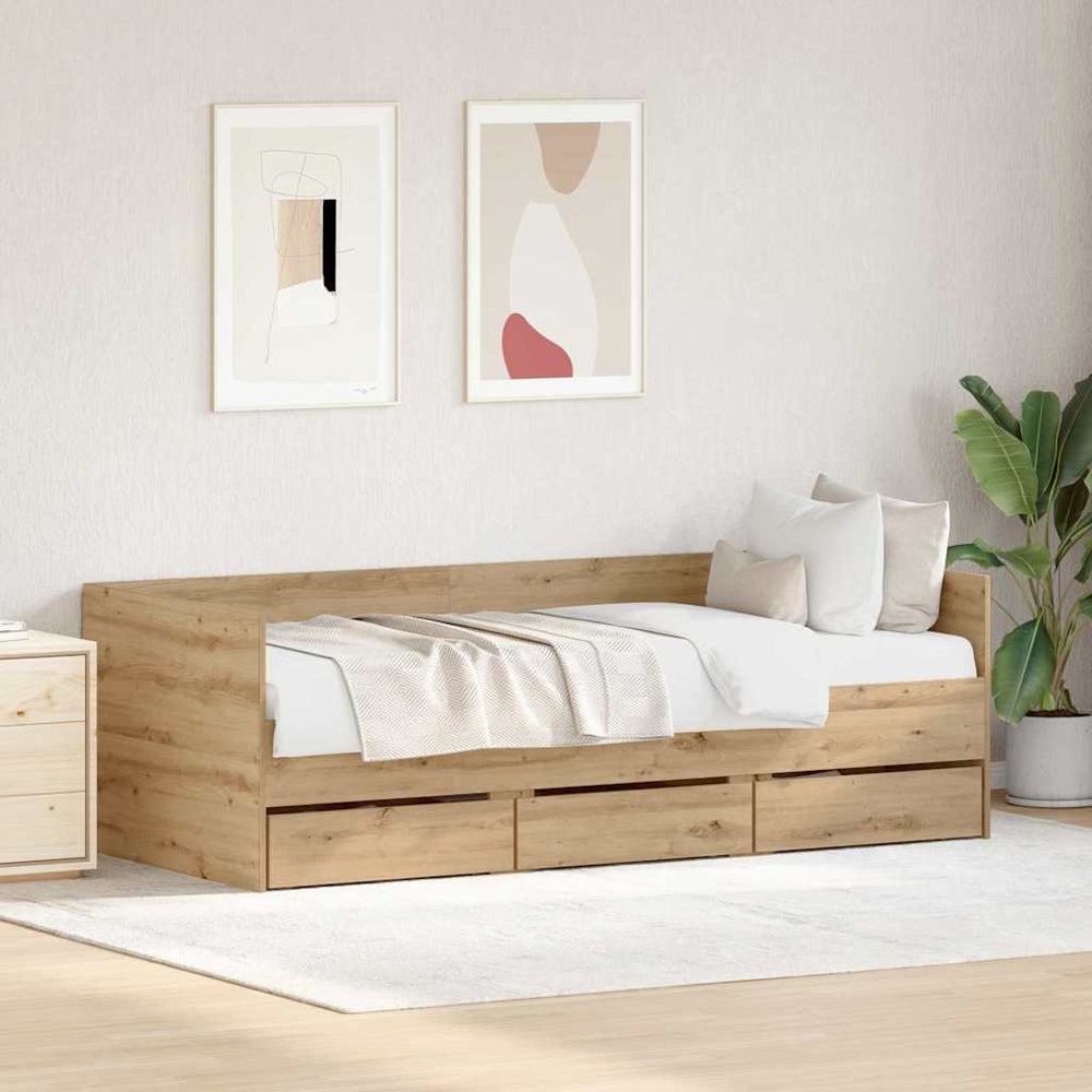 vidaXL Day Bed with Headboard Artisan Oak 90 x 190 cm Engineered Wood