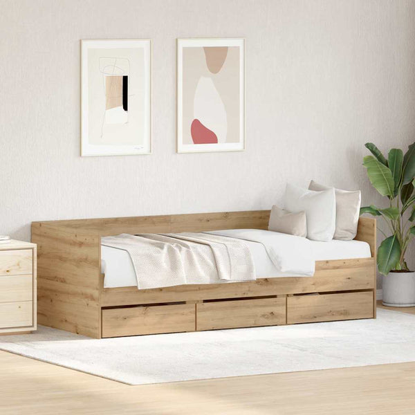 vidaXL Day Bed with Headboard Artisan Oak 90 x 190 cm Engineered Wood