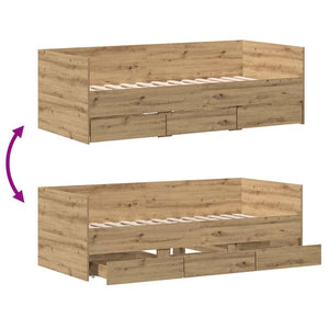 vidaXL Day Bed with Headboard Artisan Oak 90 x 190 cm Engineered Wood