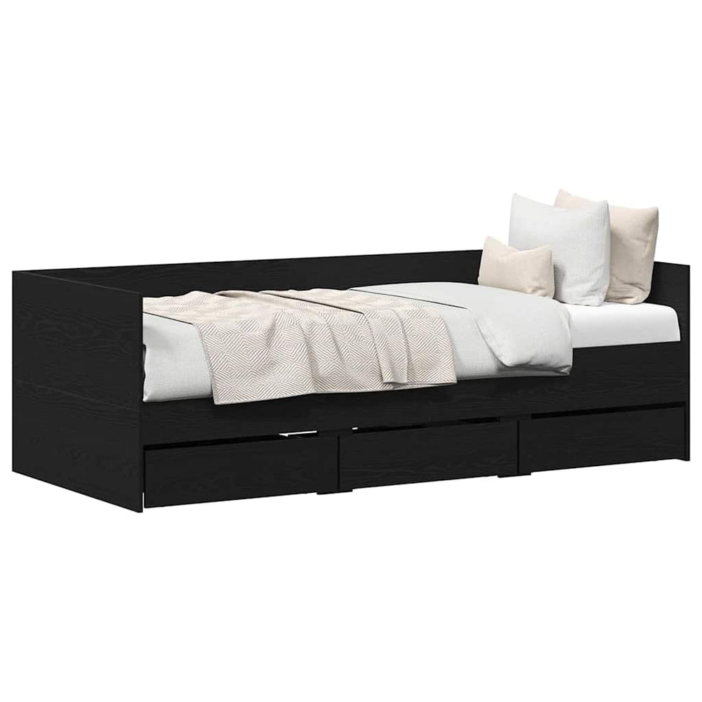 vidaXL Day Bed Black Oak-Look 90 x 190 cm Engineered Wood