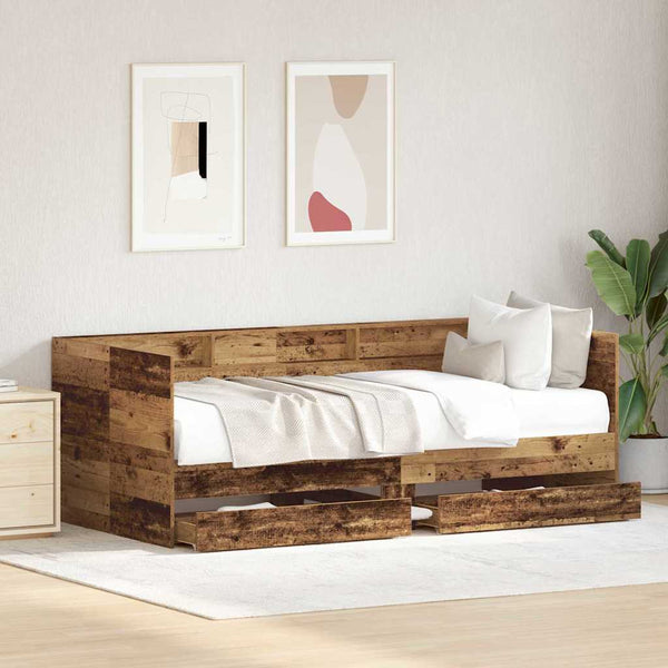 vidaXL Day Bed with Headboard Reclaimed Wood 75 x 190 cm Engineered Wood