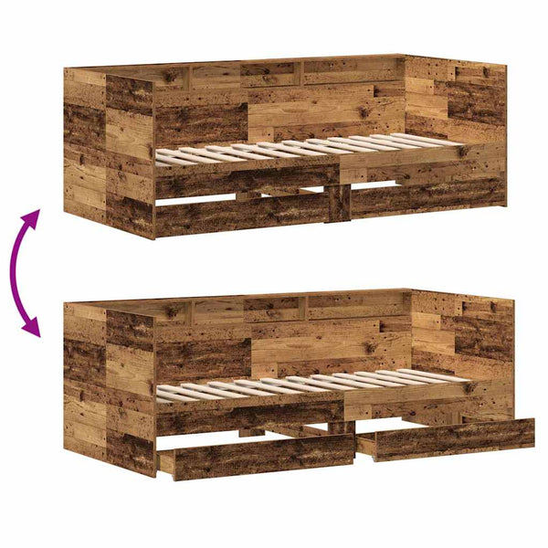 vidaXL Day Bed with Headboard Reclaimed Wood 75 x 190 cm Engineered Wood