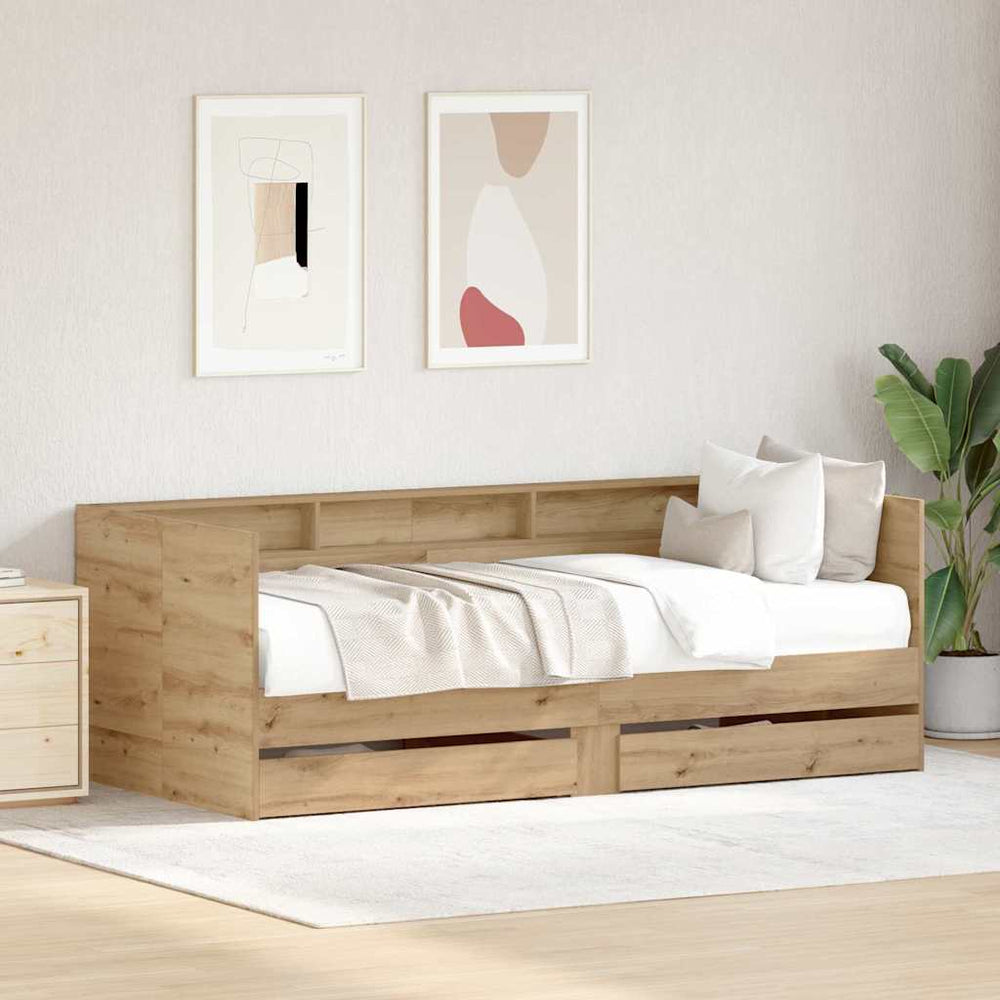 vidaXL Day Bed with Headboard Artisan Oak 75 x 190 cm Engineered Wood