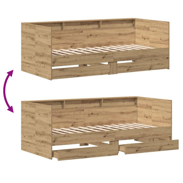 vidaXL Day Bed with Headboard Artisan Oak 75 x 190 cm Engineered Wood