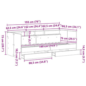 vidaXL Day Bed with Headboard Artisan Oak 75 x 190 cm Engineered Wood