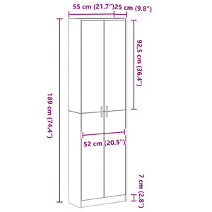 vidaXL Wardrobe with Shelf Black Oak-Effect 55 x 25 x 189 cm