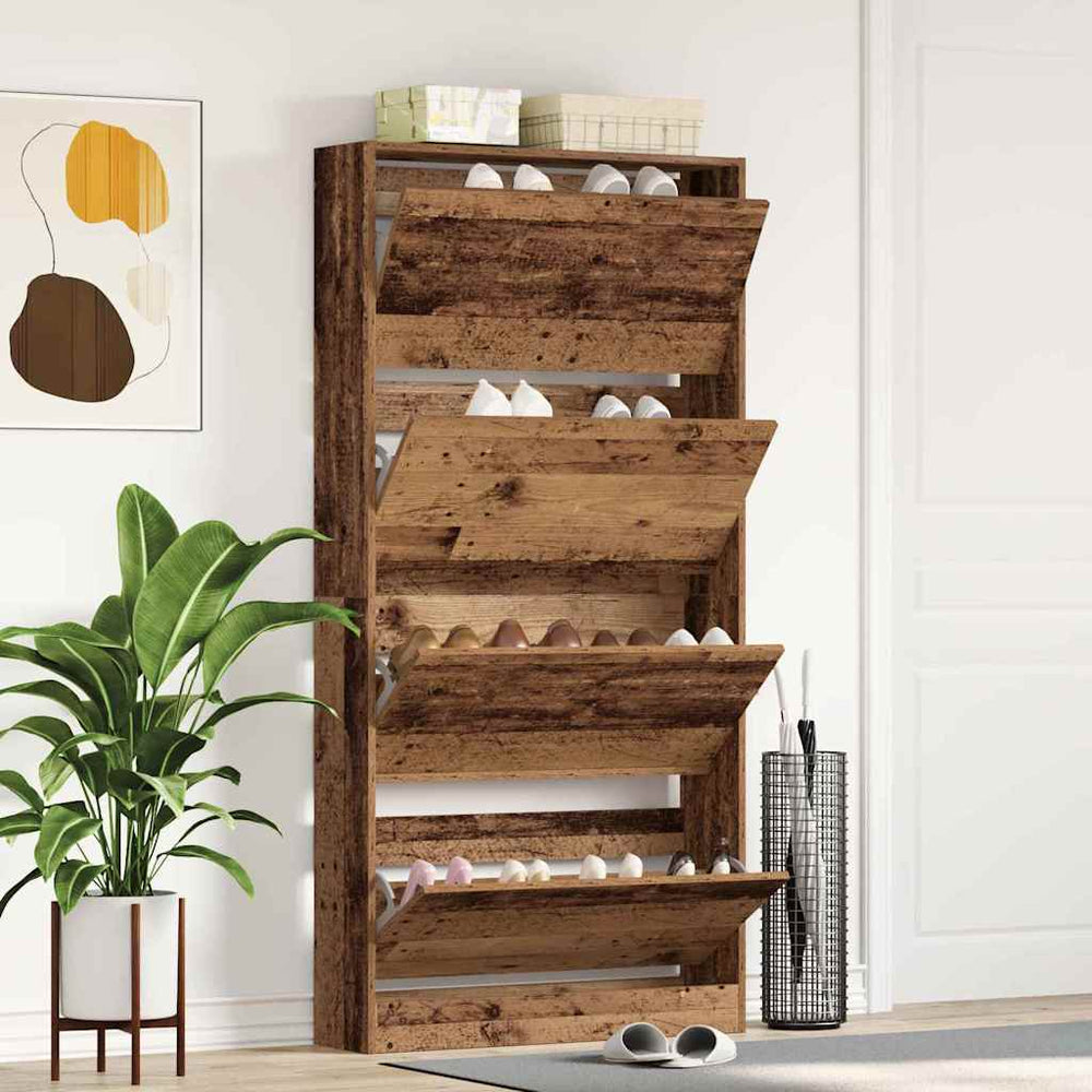 vidaXL Shoe Cabinet with Shelf Reclaimed Wood 80 x 21 x 163.5 cm Engineered Wood
