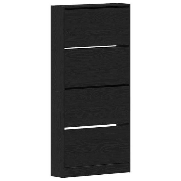 vidaXL Shoe Cabinet with Shelf Black Oak-Look 80 x 21 x 163.5 cm