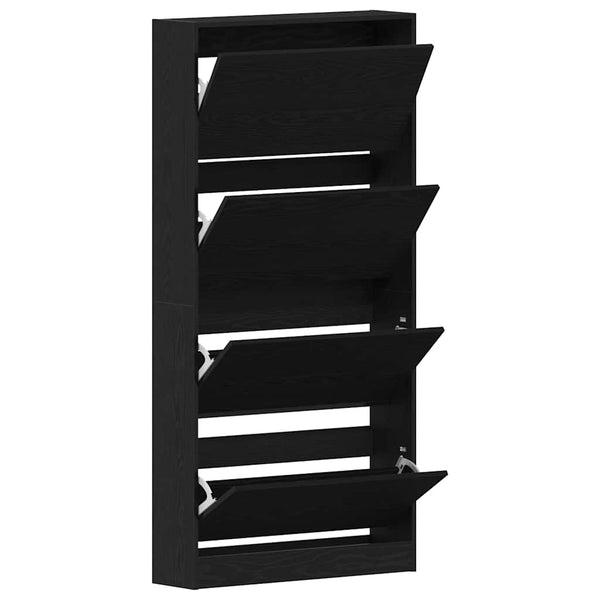 vidaXL Shoe Cabinet with Shelf Black Oak-Look 80 x 21 x 163.5 cm