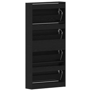 vidaXL Shoe Cabinet with Shelf Black Oak-Look 80 x 21 x 163.5 cm