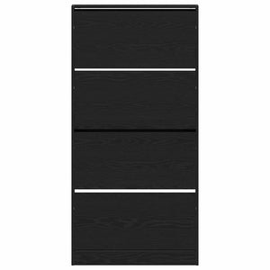 vidaXL Shoe Cabinet with Shelf Black Oak-Look 80 x 21 x 163.5 cm