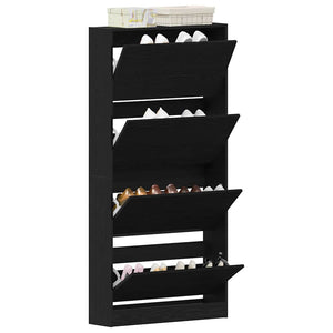 vidaXL Shoe Cabinet with Shelf Black Oak-Look 80 x 21 x 163.5 cm