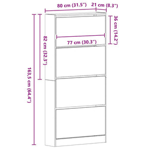 vidaXL Shoe Cabinet with Shelf Black Oak-Look 80 x 21 x 163.5 cm